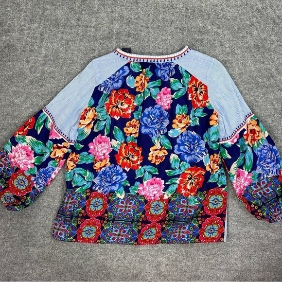 LIFE STYLE Sz S Mini Stripe and Floral Keyhole Top NWT - Picture 11 of 11